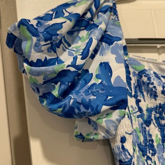 PRETTYGARDEN Womens Summer Puffy Short Sleeve Square Neck Smocked Tiered Ruffle - Picture 11 of 15